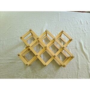 Vintage Blonde Wooden Folding Accordion Wine Rack
